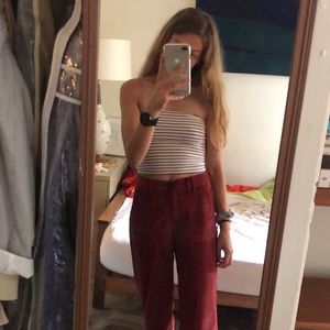 Black and white striped tube top